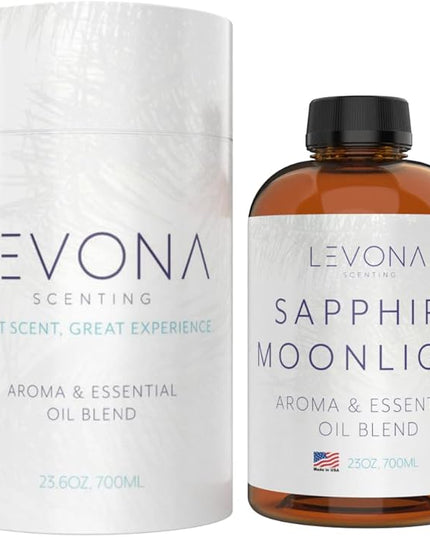 LEVONA Scent 100% Pure Essential Oils for Diffusers and Humidifier, 700ml Aromatherapy Scented Oils Perfect for Sleep, Relaxation and Stress Relief, Made in USA (Sapphire-Moonlight, 700ml)