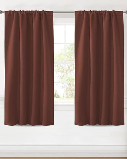 H.VERSAILTEX Blackout Curtains Thermal Insulated Window Treatment Panels Room Darkening Blackout Drapes for Living Room Back Tab/Rod Pocket Bedroom Draperies (2 Panels, Rust, 42 x 63 Inch)