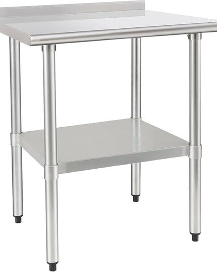 HARDURA Stainless Steel Table Prep & Work Table 24 x 36 Inches NSF Heavy Duty Commercial with Undershelf and Backsplash for Restaurant Kitchen Home and Hotel