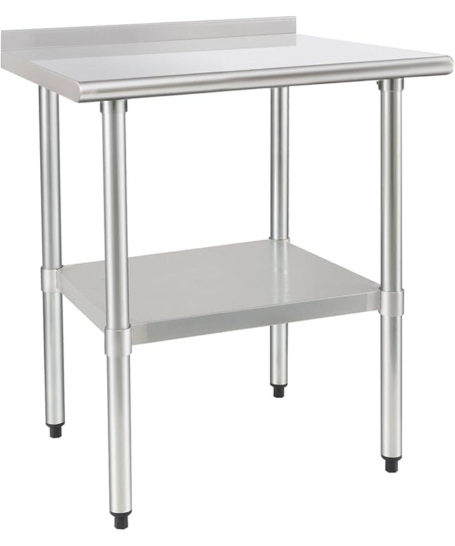 HARDURA Stainless Steel Table Prep & Work Table 24 x 36 Inches NSF Heavy Duty Commercial with Undershelf and Backsplash for Restaurant Kitchen Home and Hotel
