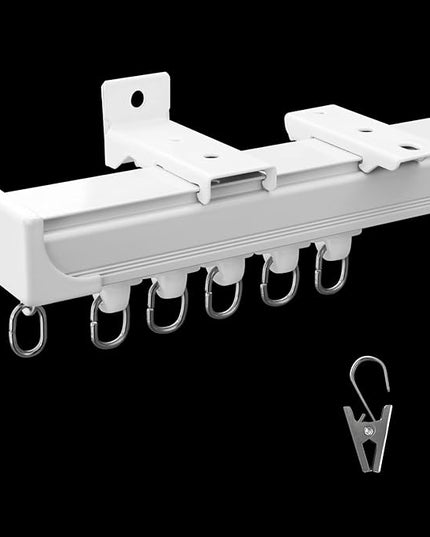 Curtain Tracks Ceiling Wall Mounted Heavy-Duty Curtains Rails Room Divider Track for Living Bedroom Shower White 3ft To 6ft