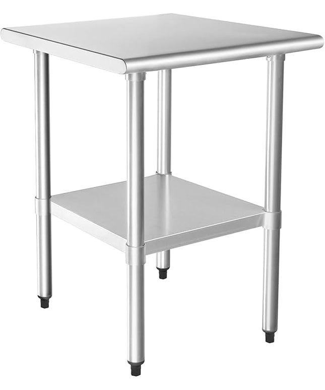 HARDURA Stainless Steel Table 24X24 Inches with Undershelf and Galvanized Legs NSF Heavy Duty Commercial Prep Work Table for Restaurant Kitchen Home and Hotel