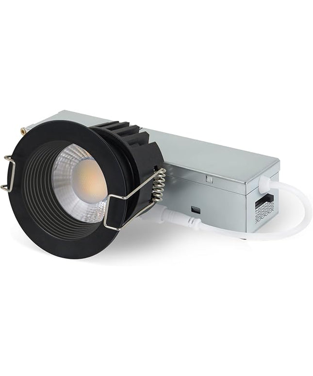 2 Inch 5CCT Anti-Glare LED Recessed Lights with Jbox, 2700K/3000K/3500K/4000K/5000K Selectable, 8W 840LM CRI90+, Dimmable Canless Downlight, Waterproof Light Fixtures, ETL & FCC（Black, 1 Pack）