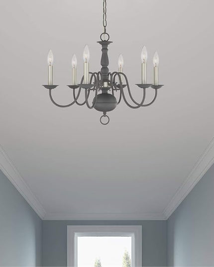 Livex Lighting Williamsburgh 6 Lt Scandinavian Gray Chandelier