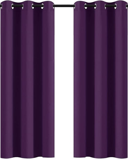 Yakamok Purple Blackout Curtains Room Darkening Thermal Insulated Grommet top Window Curtains for Living Room, 42 x 72 Inch,One Pair