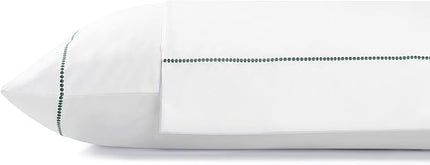 Linen Home 100% Cotton Percale Pearl Stitch Pillowcases King Size, Olive Green, 2 Pieces of Pillow Case, Crisp and Cool Strong Bed Linen, 20 inches X 40 inches