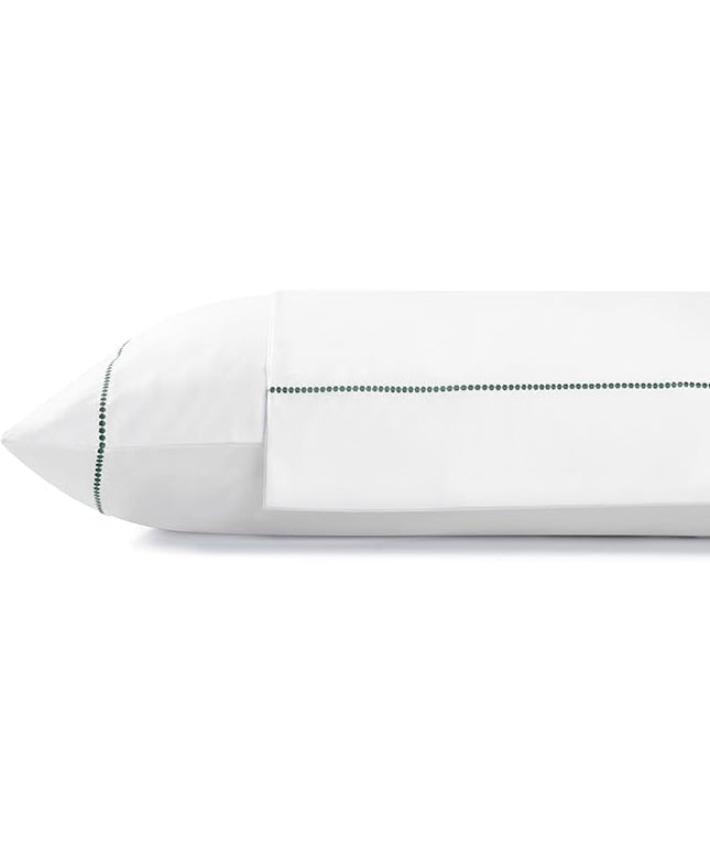 Linen Home 100% Cotton Percale Pearl Stitch Pillowcases Queen/Standard Size, Olive Green, 2 Pieces of Pillow Case, Crisp and Cool Strong Bed Linen, 20 inches X 30 inches