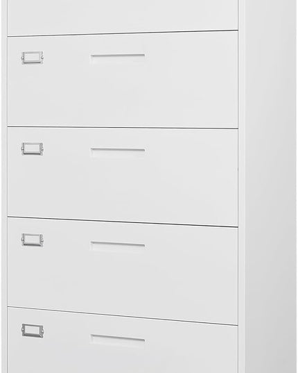 Letaya Lateral 5 Drawer File Cabinet with Lock,Metal Wide White Filing Cabinets for Home Office Storage A4/F4/Letter/Legal(Assembly Required)