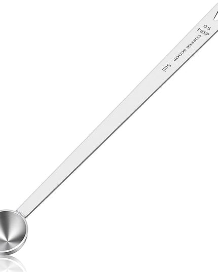 1PCS 5ml Long Handle Measuring Spoon, Stainless Steel Teaspoon Scoop Metal Table Spoons for Coffee Tea Milk Ice Cream Baking Cooking Dry Kitchen Gadgets