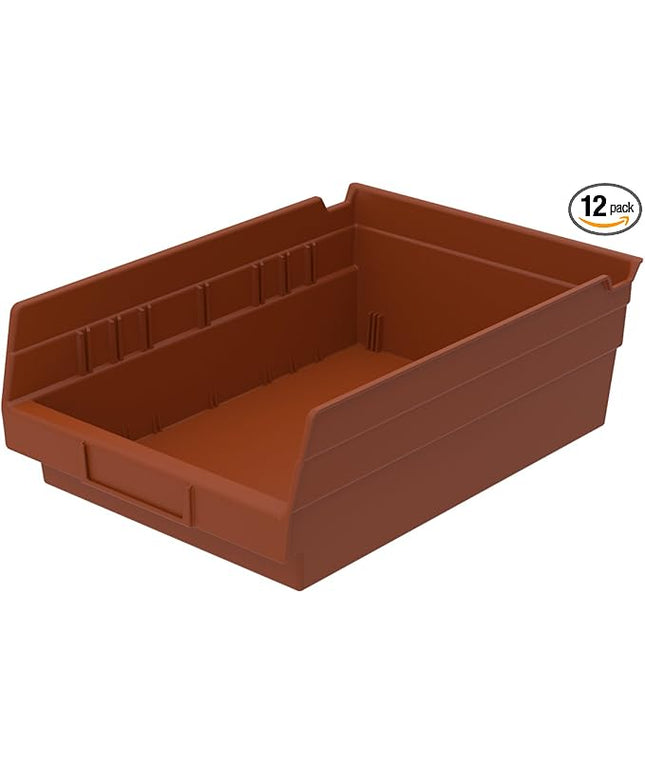 Akro-Mils 30150 12-Inch by 8-Inch by 4-Inch Plastic Nesting Shelf Bin Box, Terra Cotta, Case of 12