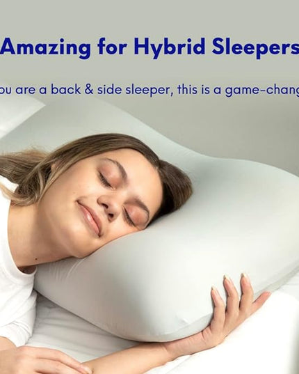 C CUSHION LAB Deep Sleep Pillow, Patented Ergonomic Contour Design for Side & Back Sleepers, Orthopedic Cervical Shape Gently Cradles Head & Provides Neck Support & Shoulder Pain Relief - Calm Grey