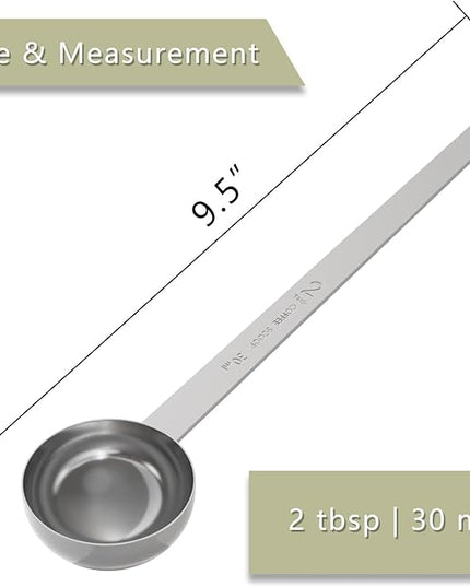2PCS 2 Tablespoon Coffee Scoop, 9.5" Long Handle Measuring Spoon, Two tbsp (30 ml) Stainless Steel Scooper