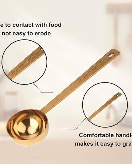 Coffee Scoop, Gold Stainless Steel Coffee Spoons Set, 1 tablespoon (15ml) and 1 tablespoons (30ml) Spoon, Gold Tablespoon Measure Spoon for Coffee, Milk Powder, Fruit Powder, 2 Pack (Long, Gold)
