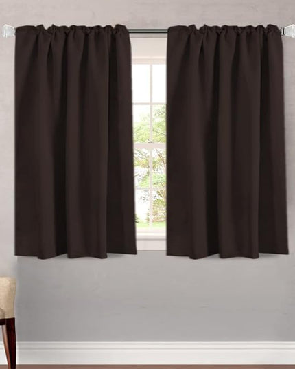H.VERSAILTEX Blackout Curtains Thermal Insulated Window Treatment Panels Room Darkening Blackout Drapes for Living Room Back Tab/Rod Pocket Bedroom Draperies, 52 x 45 Inch, Chocolate Brown, 2 Panels
