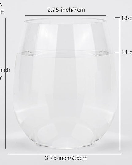 KOXIN-KARLU Classic 18-ounce Acrylic Stemless Wine Glasses, Unbreakable Mixed Drinkware Plastic Tumbler, set of 6 Clear