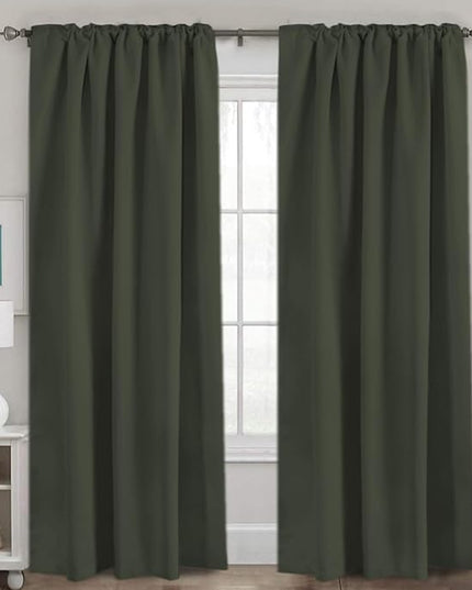 H.VERSAILTEX Blackout Curtains Thermal Insulated Window Treatment Panels Room Darkening Blackout Drapes for Living Room Back Tab/Rod Pocket Bedroom Draperies (2 Panels, Olive, 52 x 96 Inch)
