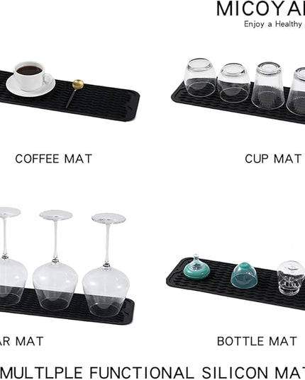 Silicone Dish Drying Mat for Multiple Usage,Easy clean,Eco-friendly,Heat-resistant Silicone Mat for Kitchen Counter,Sink,Bar,Bottle,or Cup Black M 17 inches x 6 inches