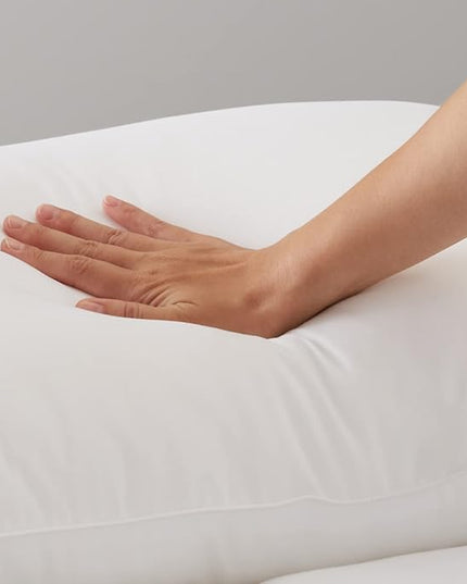 Amazon Basics Down Alternative Bed Pillows and Pillow Protector Case 2-Piece Set, Medium Density, Standard - Pack of 2, White, 26"L x 20"W