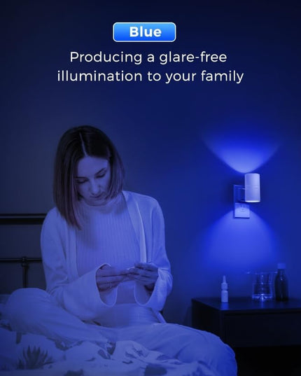 L LOHAS LED Night Light, 2 Pack Bluey Night Light, Plug into Wall, Dimmable, Sensor, Calm Blue Light for Bedroom, Bathroom, Hallway