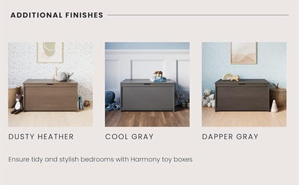 Child Craft Harmony 33” Wood Toy Box, Large Storage Chest, Plenty of Storage, 2 Safety Hinges, Standard Ventilation Hole on Back, 6 Cubic Feet of Storage (Cool Gray)