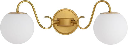 2 Lights Bathroom Vanity Light Fixtures Over Mirror, Brushed Gold Vintage Vanity Lights For Bathroom With Milk White Glass Globe Shade, Wall Lights For Bedroom, Hallway, Dressing Table,Includ G9 Bulbs