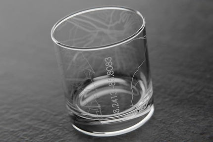 Well Told Engraved Louisville Kentucky Map Rocks Glass, Old Fashioned Whiskey Glass (11 oz, Clear) Etched Whiskey Glass, Gifts For Whiskey Lovers