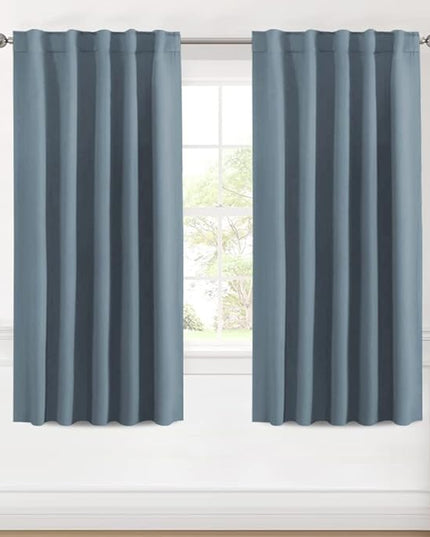 H.VERSAILTEX Blackout Curtains Thermal Insulated Window Treatment Panels Room Darkening Blackout Drapes for Living Room Back Tab/Rod Pocket Bedroom Draperies (2 Panels, Stone Blue, 42 x 63 Inch)