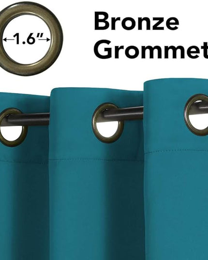 H.VERSAILTEX Premium Blackout Thermal Insulated Room Darkening Curtains for Bedroom/Living Room - Classic Grommet Top (2 Panels, Turquoise Blue, 52 Inch by 45 Inch)