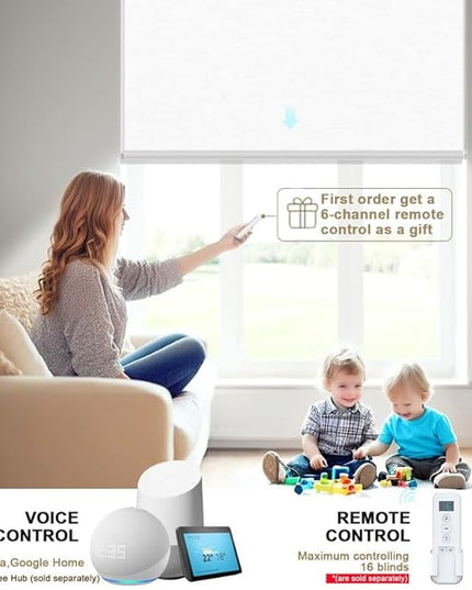 Motorized Blinds with Remote Smart Blackout Shades Electric Curtains Automatic Roller Blinds Shades for Indoor Windows Cordless with Alexa Google Home(Blackout Fabric Samples)