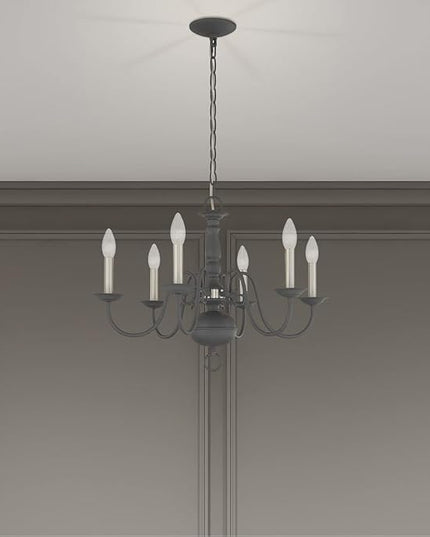 Livex Lighting Williamsburgh 6 Lt Scandinavian Gray Chandelier