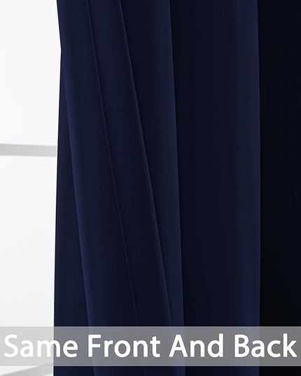 Yakamok Blackout Curtains Room Darkening Thermal Insulated Window Panels,Solid Grommet Top Drapes for Bedroom/Living Room(70Wx84L, Navy Blue, 2 Panels)