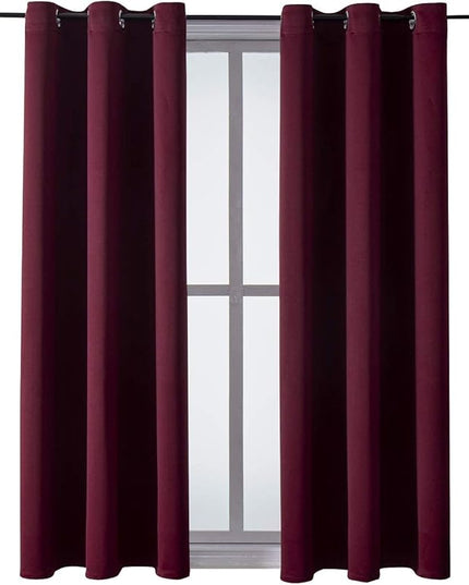 ChrisDowa Grommet Blackout Curtains for Bedroom and Living Room - 2 Panels Set Thermal Insulated Room Darkening Curtains (Burgundy Red, 42W x 63L)