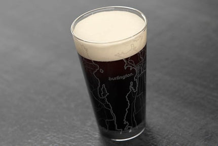 Well Told Engraved Burlington Vermont Map Pint Glass, Etched Beer Gift (16 oz, Clear) City Map Pint, Custom City Glassware, Gifts For Beer Lovers