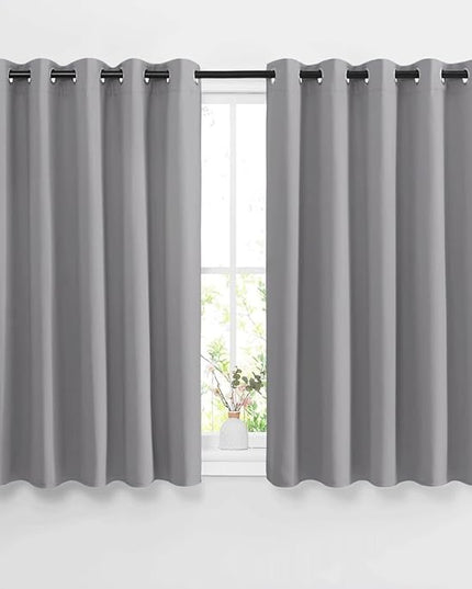NICETOWN Bedroom Blackout Curtain & Drapes - Grommet Solid Window Treatment Thermal Insulated Noise Reducing for Bedroom/Home Office (2 Panels, W66 x L54, Silver Grey)