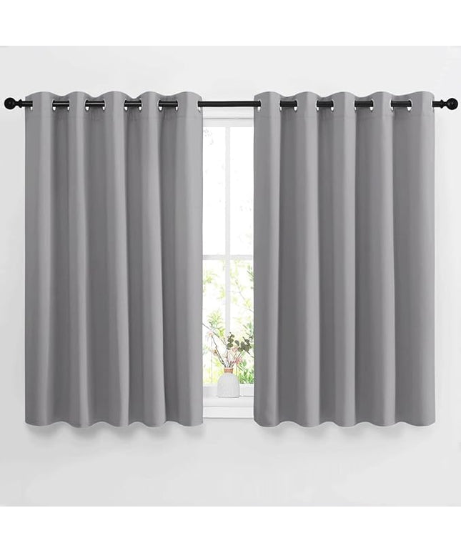 NICETOWN Bedroom Blackout Curtain & Drapes - Grommet Solid Window Treatment Thermal Insulated Noise Reducing for Bedroom/Home Office (2 Panels, W66 x L54, Silver Grey)