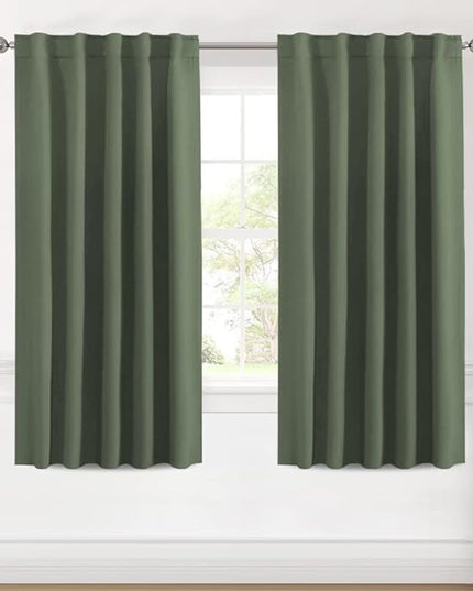 H.VERSAILTEX Blackout Curtains Thermal Insulated Window Treatment Panels Room Darkening Blackout Drapes for Living Room Back Tab/Rod Pocket Bedroom Draperies (2 Panels, Bronze Green, 42 x 63 Inch)