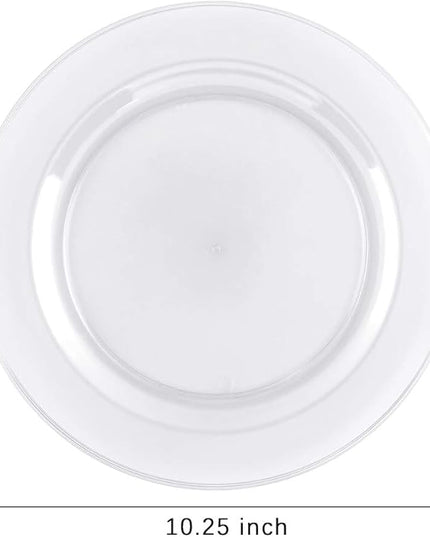 bUCLA 100Pieces Clear Plastic Plates -10.25inch Disposable Dinner Plates- Premium Weddings& Party Plates