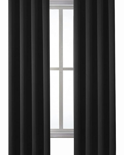 ChrisDowa Grommet Blackout Curtains for Bedroom and Living Room - 2 Panels Set Thermal Insulated Room Darkening Curtains (Black, 52W x 95L)
