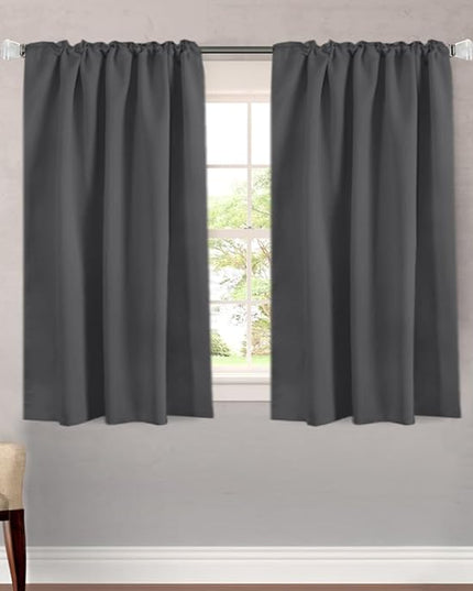 H.VERSAILTEX Blackout Curtains Thermal Insulated Window Treatment Panels Room Darkening Blackout Drapes for Living Room Back Tab/Rod Pocket Bedroom Draperies, 52 x 45 Inch, Charcoal Gray, 2 Panels