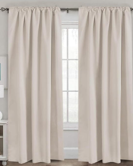 H.VERSAILTEX Blackout Curtains Thermal Insulated Window Treatment Panels Room Darkening Blackout Drapes for Living Room Back Tab/Rod Pocket Bedroom Draperies (2 Panels, Natural, 52 x 96 Inch)