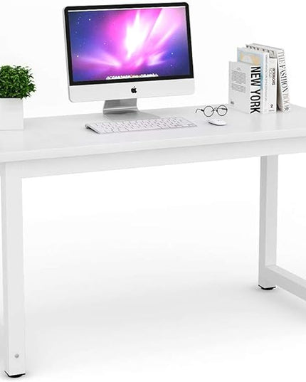 Tribesigns Modern Simple Computer Desk, 47 inch Office Desk Computer Table, Study Writing Study Desk for Home Office, White