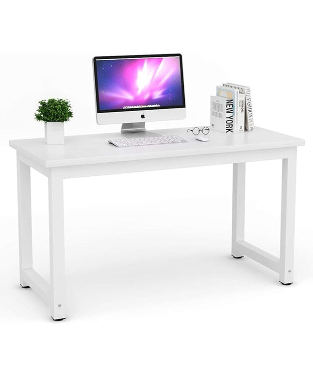 Tribesigns Modern Simple Computer Desk, 47 inch Office Desk Computer Table, Study Writing Study Desk for Home Office, White