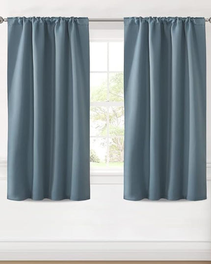 H.VERSAILTEX Blackout Curtains Thermal Insulated Window Treatment Panels Room Darkening Blackout Drapes for Living Room Back Tab/Rod Pocket Bedroom Draperies (2 Panels, Stone Blue, 42 x 54 Inch)