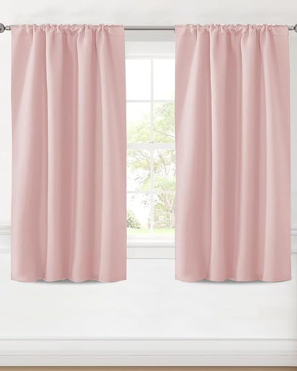 H.VERSAILTEX Blackout Curtains Thermal Insulated Window Treatment Panels Room Darkening Blackout Drapes for Living Room Back Tab/Rod Pocket Bedroom Draperies (2 Panels, Baby Pink, 42 x 54 Inch)