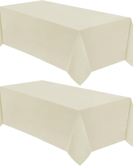 VidaFete Tablecloth 2 Pack90*156inch Rectangle Table Cloth Polyester, Stain Wrinkle Resistant Polyester Dining Table Cover for Kitchen Dinning Party Wedding Rectangular Buffet Decoration(Ivory)