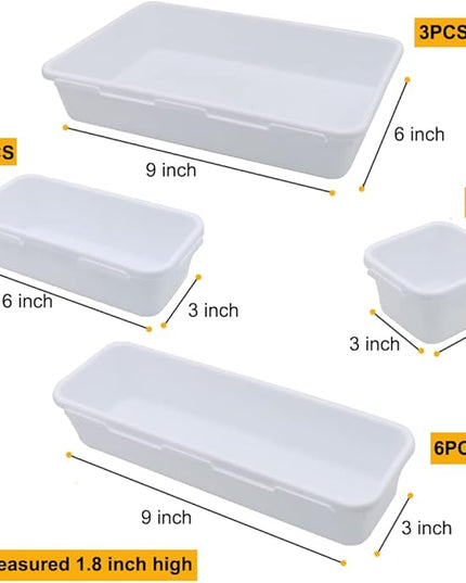 BOPART 25pcs Drawer Organizer Trays for Makeup Jewelries or Gadgets Storage Bins Interlocking for Office, Bedroom Dresser, Bathroom Vanity, Kitchen Junk Drawers Organization - White