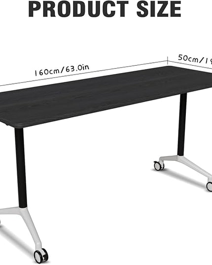 Conference Room Table with Flip-Top Design for Dynamic Meetings, Business Table Computer Desk with Heavy-Duty Frame,Foldable Seminar Meeting Tables for Home Office (4, F, 61IN)