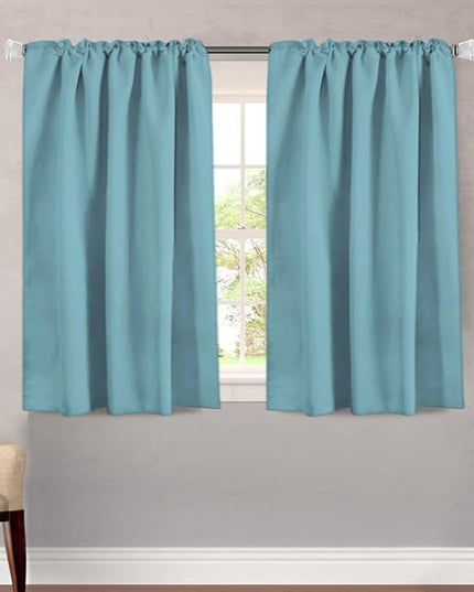 H.VERSAILTEX Blackout Curtains Thermal Insulated Window Treatment Panels Room Darkening Blackout Drapes for Living Room Back Tab/Rod Pocket Bedroom Draperies, 52 x 45 Inch, Aqua, 2 Panels