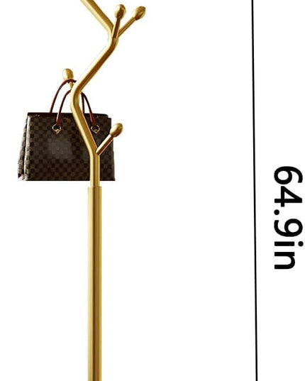 Gold coat rack,Coat Tree Freestanding heavy duty with 8 Hooks and Sturdy Metal Base for Coat Hats Purses,Tree-shaped Coat Stand for Entryway,Bedroom