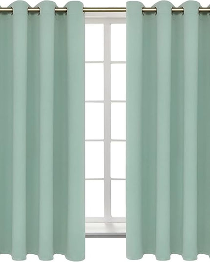 BGment Blackout Curtains - Grommet Thermal Insulated Room Darkening Bedroom and Living Room Curtains, Set of 2 Panels (52 x 63 Inch, Frosty Green)